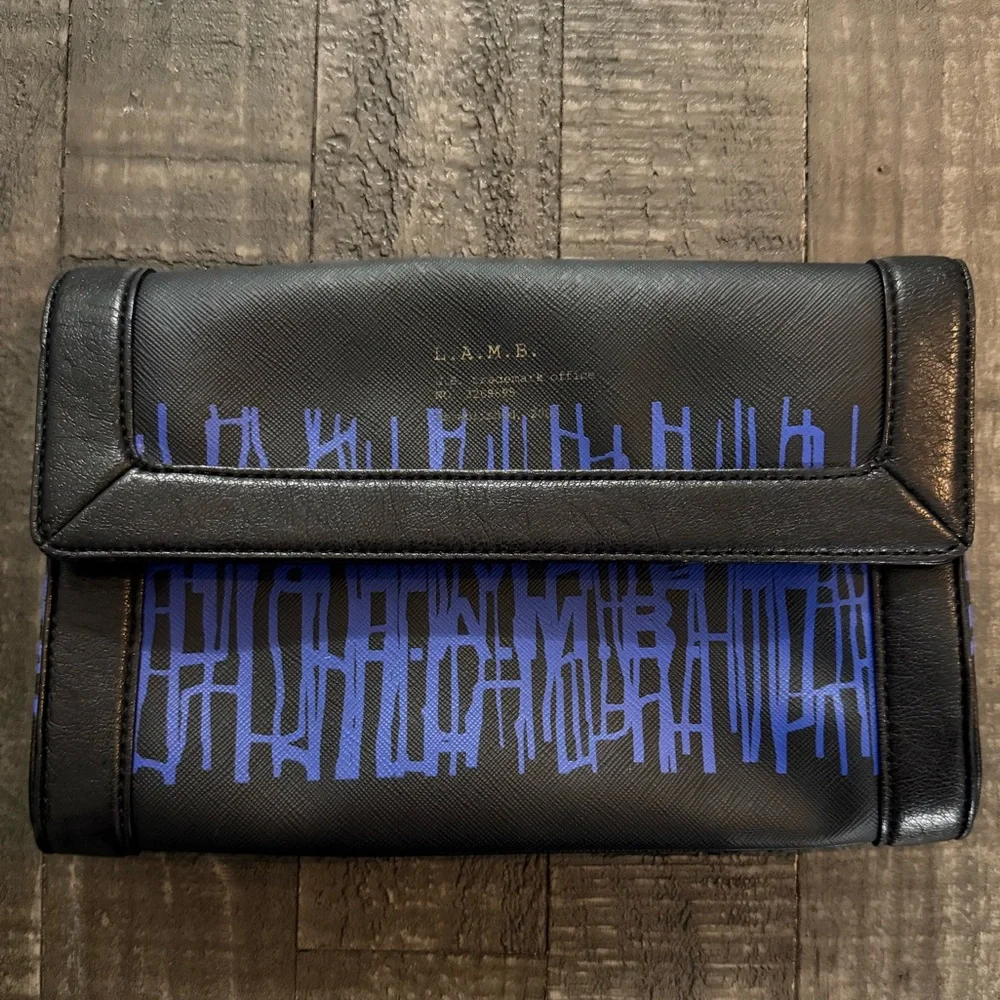 L.A.M.B Barcode Graphic Clutch Black Blue Rare Vintage No Doubt Gwen Stefani Y2K